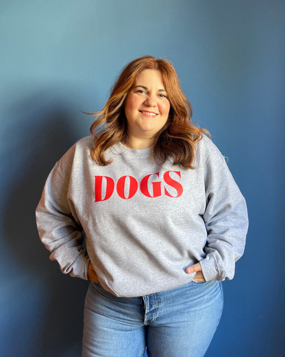 DOGS SWEATSHIRT- GREY + RED