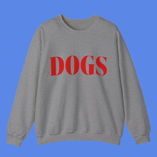 DOGS SWEATSHIRT- GREY + RED