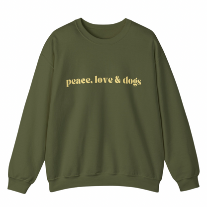 PEACE LOVE & DOGS SWEATSHIRT- OLIVE + CREAM