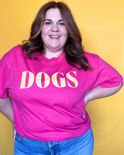 DOGS T-SHIRT - PINK + YELLOW