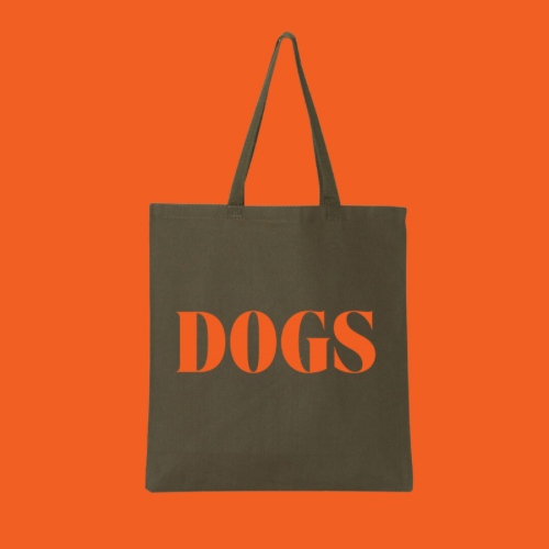 DOGS TOTE - ARMY GREEN + ORANGE