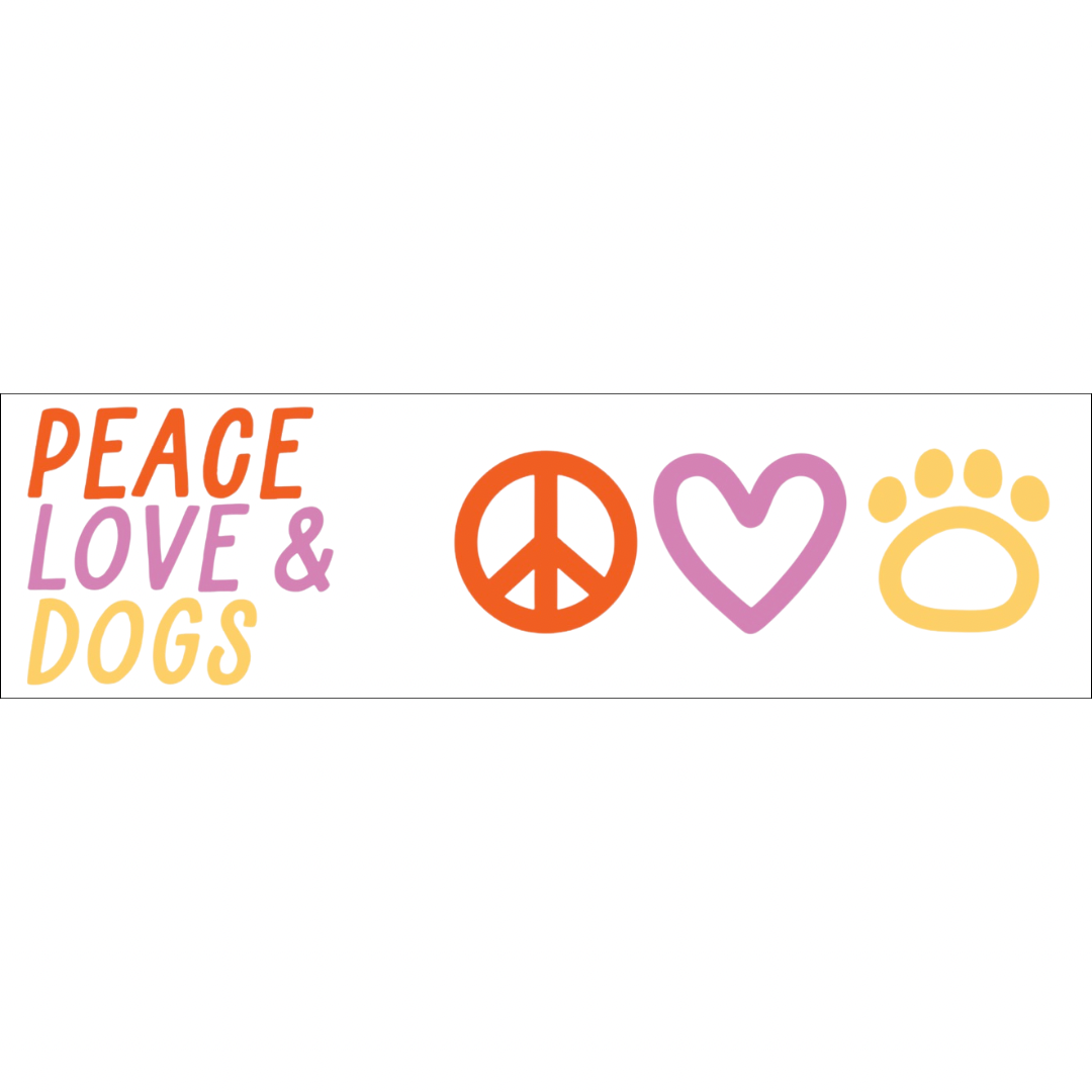 PEACE LOVE & DOGS BUMPER STICKER