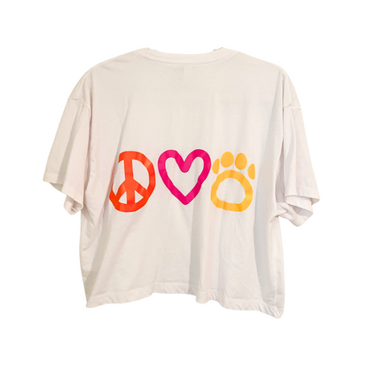 PEACE LOVE & DOGS HIGH HIP T-SHIRT